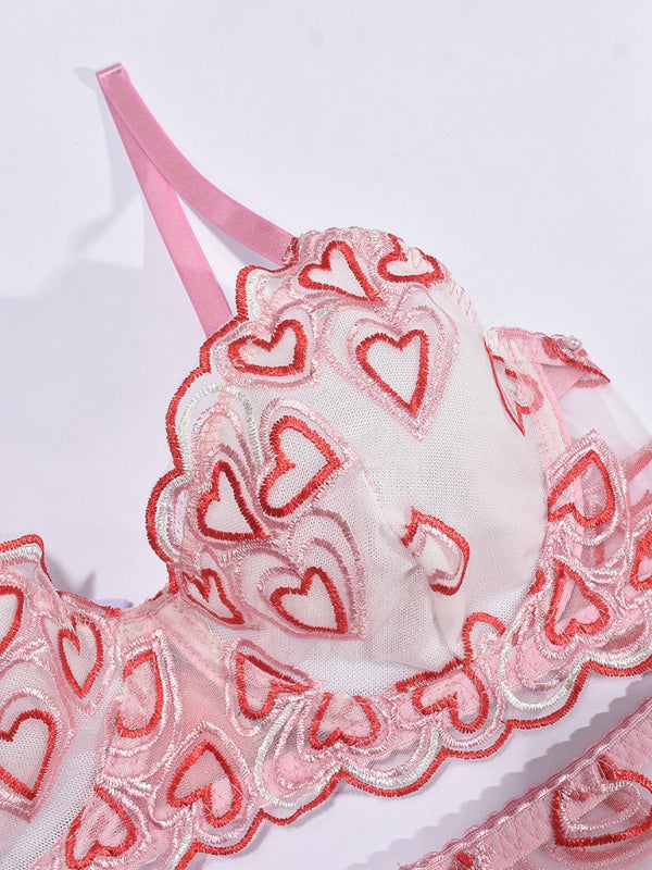 Irresistible Love – Sexy Four-Piece Embroidered Lingerie Set
