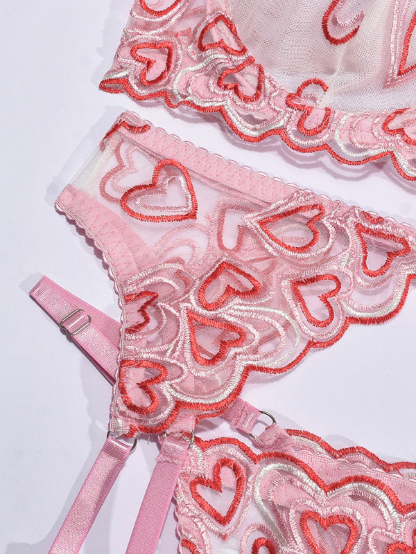 Irresistible Love – Sexy Four-Piece Embroidered Lingerie Set