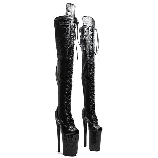 23CM/9inches Snake PU Upper open toe  Fashion trend  platform High Heel stripper heel Pole Dance boot