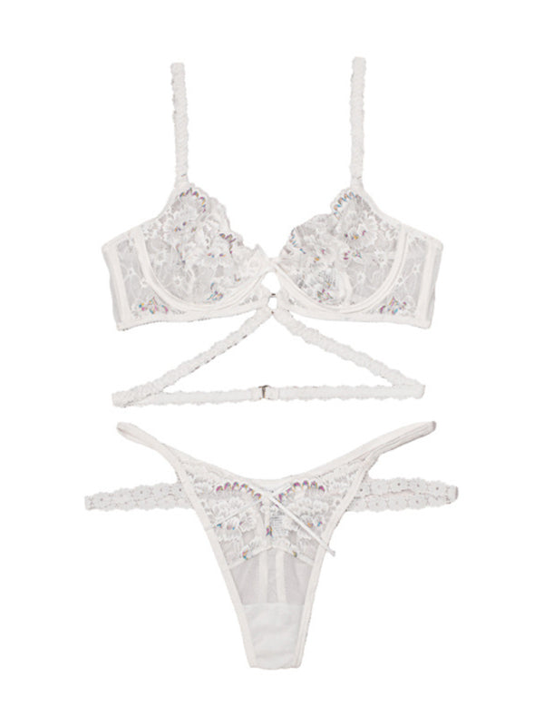 Bloom in Lace – Sexy 3-Piece Embroidered Lingerie Set