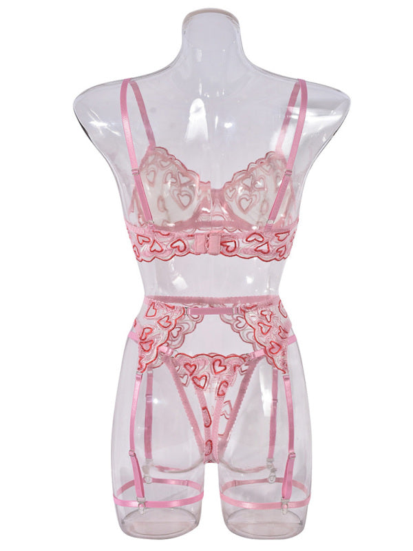Irresistible Love – Sexy Four-Piece Embroidered Lingerie Set
