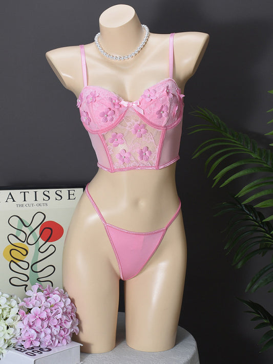 Bloom & Bow – Sexy Floral Embroidered Lingerie Set
